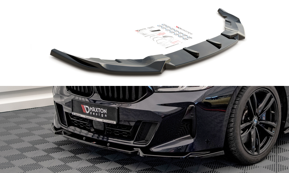 Front spoiler glanzend zwart V1 passend voor BMW 6 serie G32 GT LCI met M pakket voorbumper Maxton Design