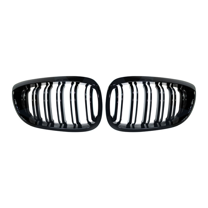 Grillen dubbelspijls glanzend zwart passend voor BMW 3 serie E46 coupe en cabrio facelift model 2003 - 2006