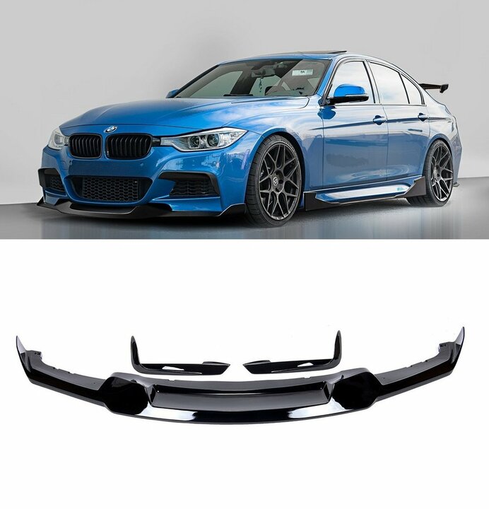 Glanzend zwart MAD design frontlip passend voor BMW 3 serie F30 en F31 met M pakket voorbumper