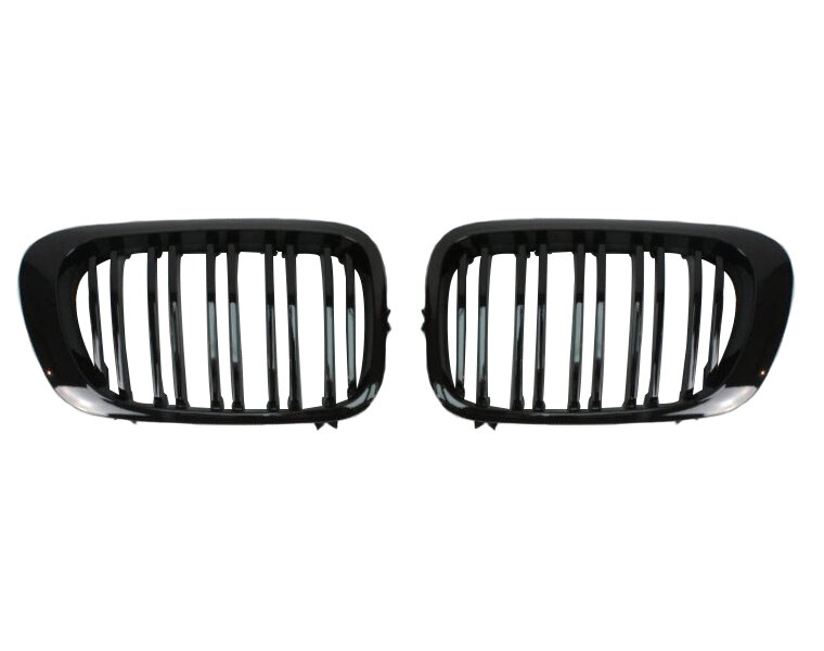 Glanzend zwarte dubbelspijls grillen passend voor BMW 3 serie E46 coupe en cabrio model 1999 - 2003 en M3 E46 