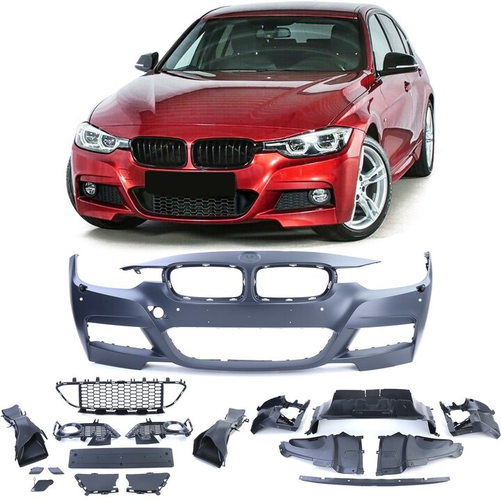 Sportlook voorbumper passend voor BMW 3 serie F30 en F31 model 2012 - 2019 met parkeersensoren