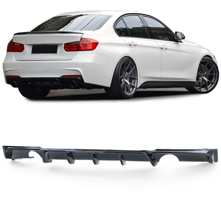 Performance look diffuser glanzend zwart 335i en 340i passend voor BMW 3 serie F30 en F31 met M pakket achterbumper