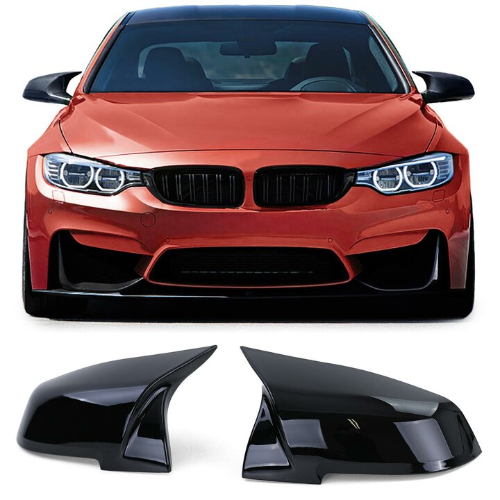Spiegelkappen glanzend zwart evo look passend voor BMW F20 F21 F22 F23 F30 F31 F32 F33 F34 F36 F87