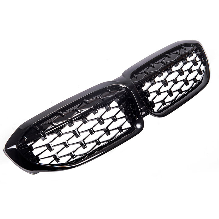Glanzend zwarte diamond grillen met zwarte tips passend voor BMW 3 serie G20 en G21 model 2019 - 2022
