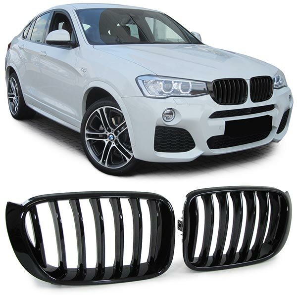 Glanzend zwarte grillen passend voor BMW X3 F25 LCI model 2014-2017 en X4 F26
