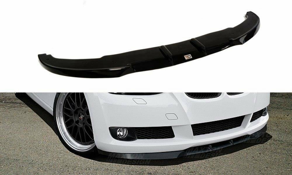 Front spoiler glanzend zwart passend voor BMW 3 serie E92 en E93 model 2006 - 2010 met standaard voorbumper Maxton Design 