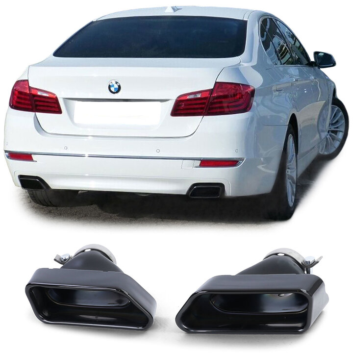 Uitlaat sierstukken zwart passend voor BMW 5 serie F10 F11 6 serie F06 F12 F13 550i 650i look