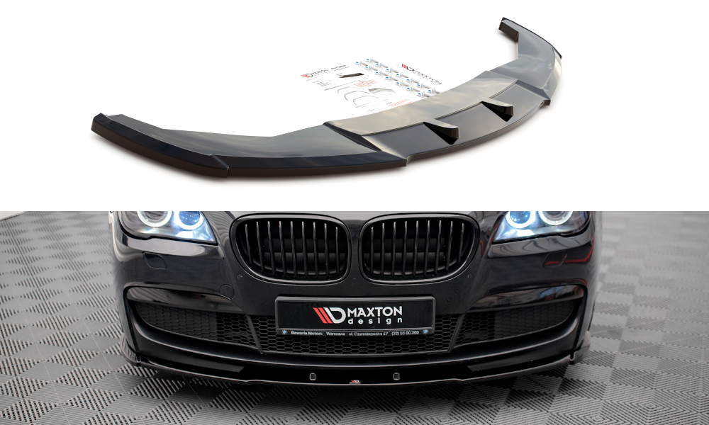 Glanzend zwarte frontspoiler V1 passend voor BMW 7 serie F01 met M pakket Maxton Design