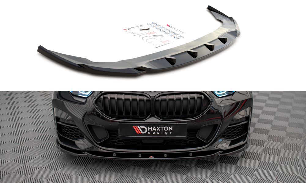 Frontspoiler glanzend zwart passend voor BMW 2 serie F44 met M pakket voorbumper Maxton Design V1