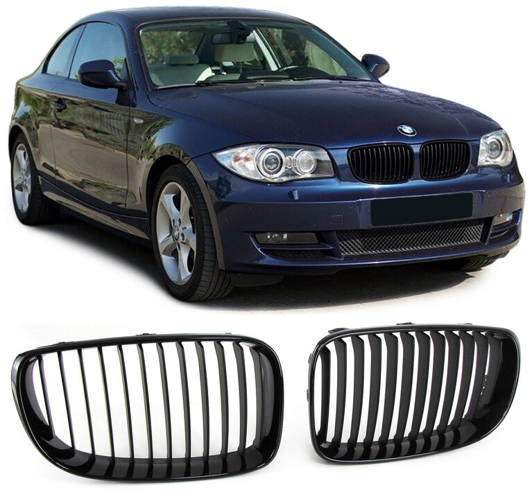 Glanzend zwarte grillen passend voor BMW 1 serie E81 E82 E87 LCI en E88