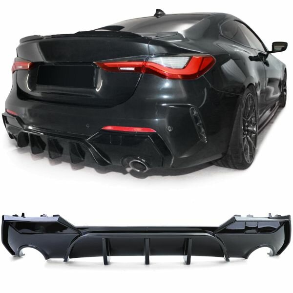 Performance look diffuser glanzend zwart passend voor BMW 4 serie G22 en G23