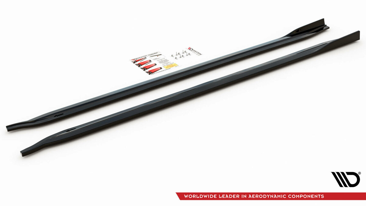 Sideskirt aanzet glanzend zwart versie 2 passend voor BMW M3 G80 en M3 G81 Maxton Design 