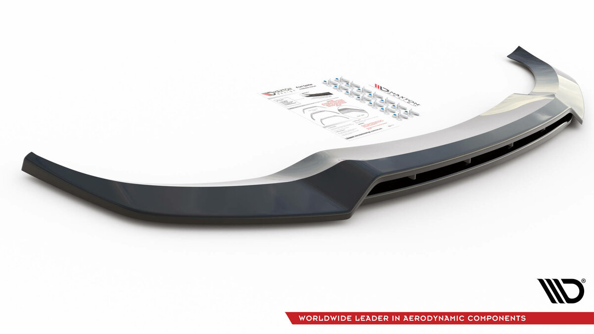 Front splitter glanzend zwart versie 2 passend voor BMW X6 G06 met M pakket voorbumper Maxton Design