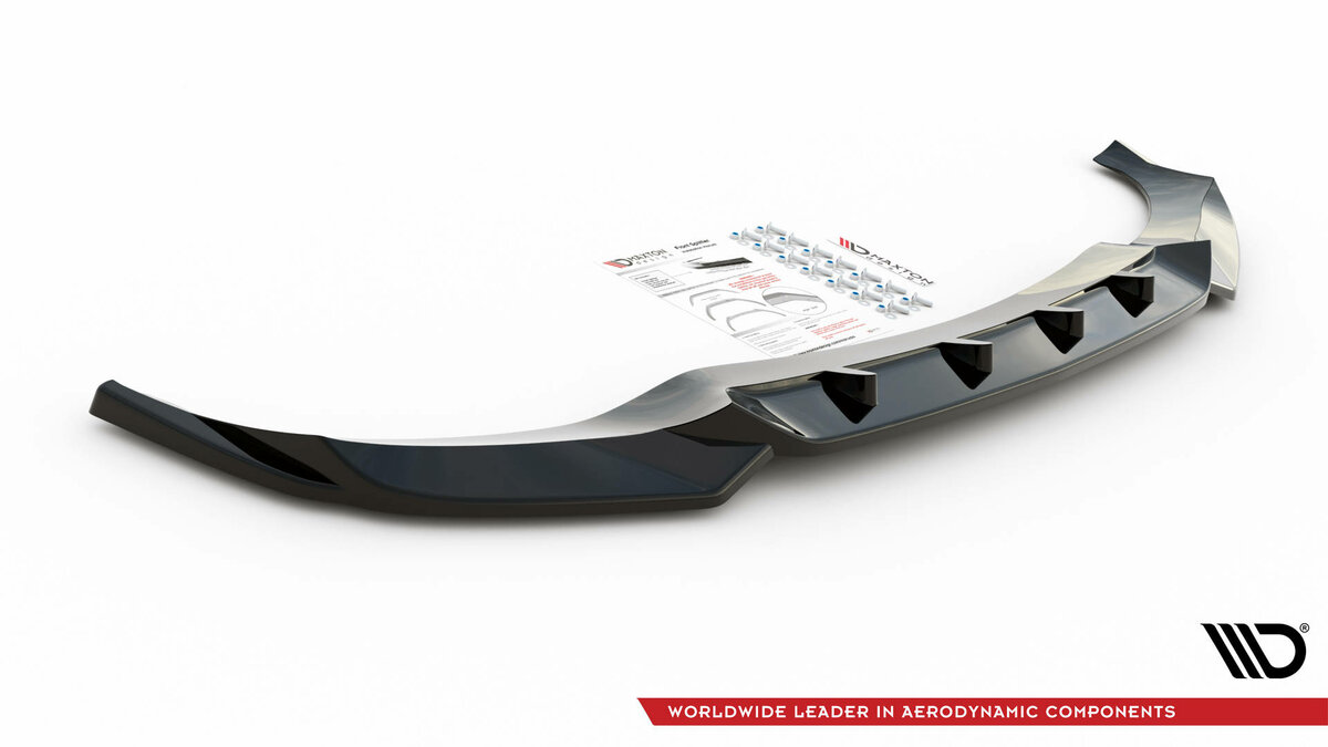Front splitter glanzend zwart versie 1 passend voor BMW X6 G06 met M pakket voorbumper Maxton Design