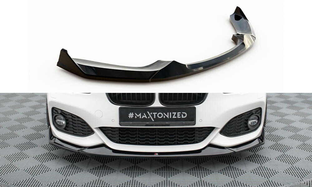 Frontspoiler CSL look versie 4 glanzend zwart passend voor BMW 1 serie F20LCI en F21LCI met M pakket voorbumper Maxton Design