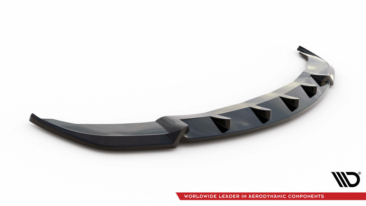 Frontspoiler versie 2 glanzend zwart passend voor BMW 7 serie F01 en F02 met standaard voorbumper Maxton Design