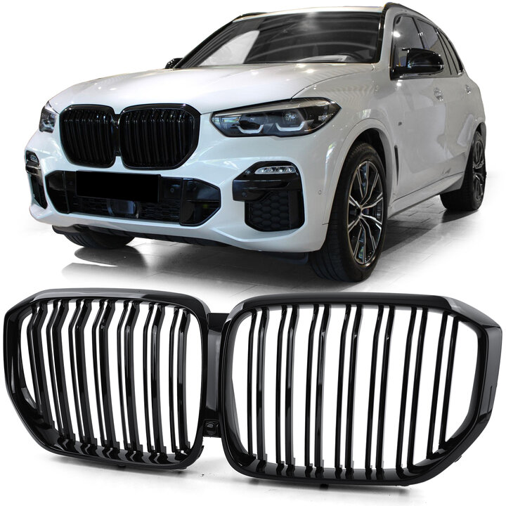 Dubbelspijls glanzend zwarte grill passend voor BMW X5 G05 model 2019 - 2023