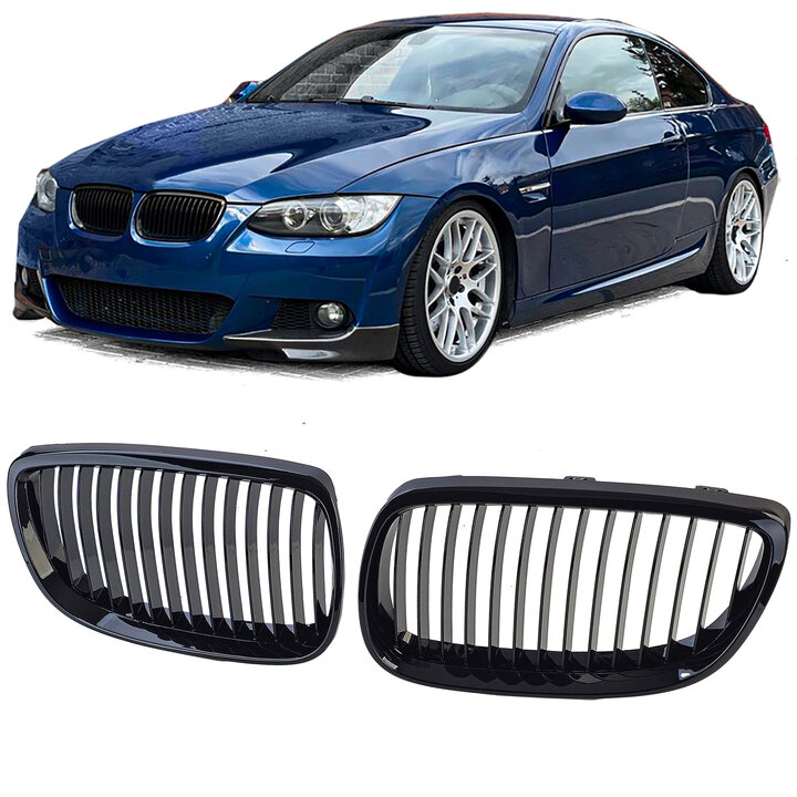 Glanzend zwarte grillen passend voor BMW 3 serie E92 en E93 model 2006 - 2010