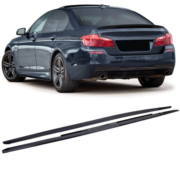 Performance look aanzet sideskirts glanzend zwart passend voor BMW 5 serie F10 en F11 met M pakket sideskirts
