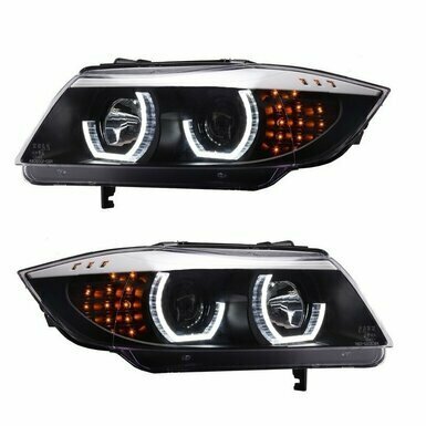 Angel eyes LED koplampen passend voor BMW 3 serie E90 en E91 met halogeen koplampen (H7) model 2005 - 2011