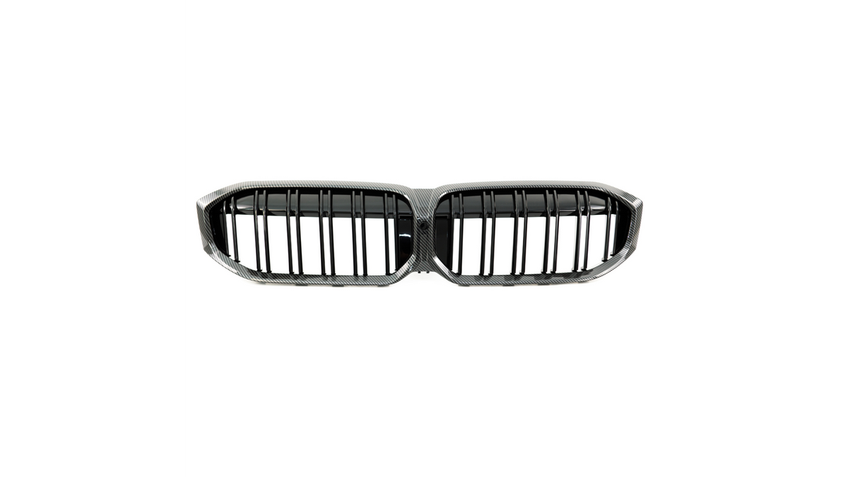 Grill dubbelspijls carbon look passend voor BMW 5 serie G30 LCI G31 LCI