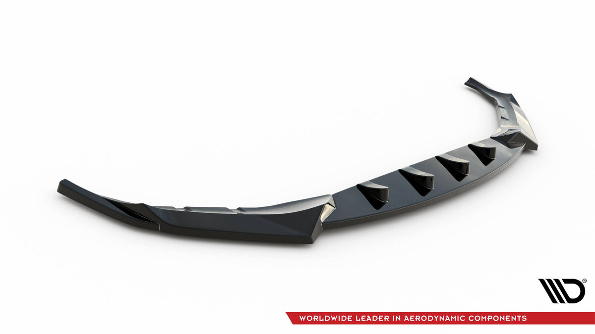 Glanzend zwarte frontsplitter V4 passend voor BMW 5 serie G30 en G31 met M pakket voorbumper model 2017 - 2020 Maxton Design