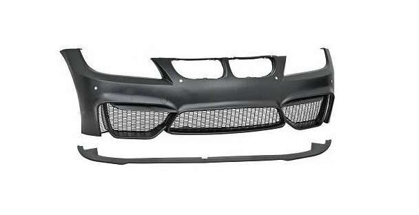 EVO 2 look voorbumper met frontlip passend voor BMW 3 serie E90 en E91 model 2005 - 2008 met parkeersensoren