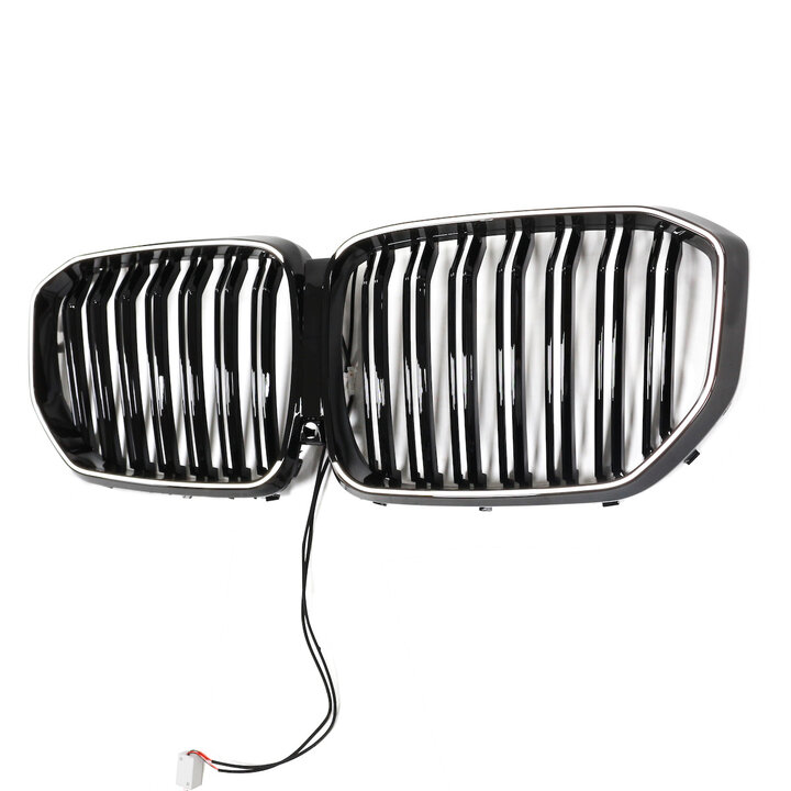 Glanzend zwarte grillen dubbelspijls met LED verlichting passend voor BMW X5 G05 model 2019 - 2023