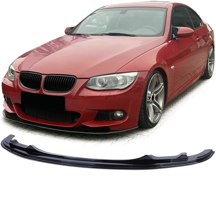 Glanzend zwarte frontspoiler passend voor BMW 3 serie E92 LCI en E93 LCI model 2010 - 2013 met M pakket voorbumper