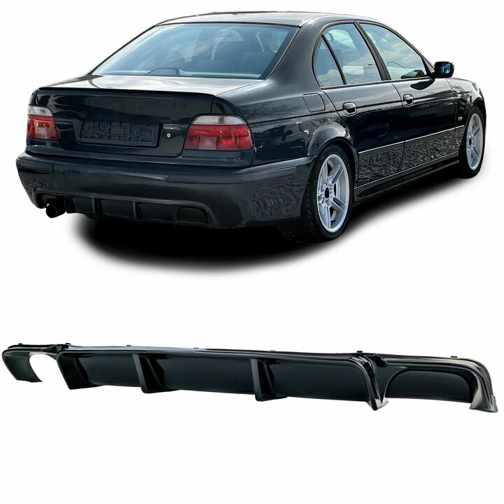 Glanzend zwarte diffuser passend voor BMW 5 serie E39 met M pakket achterbumper