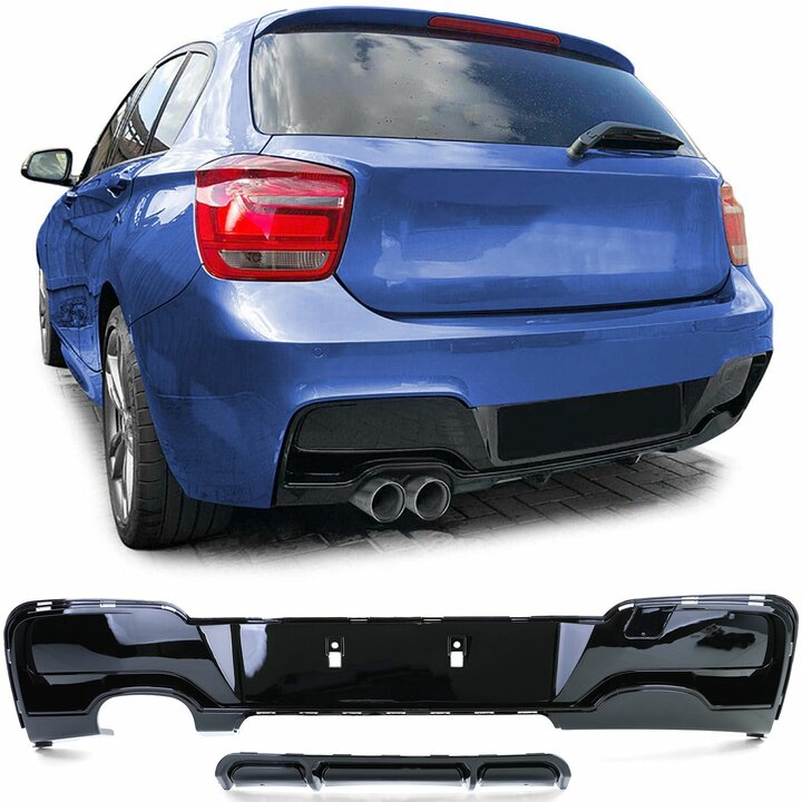 Diffuser performance look glanzend zwart passend voor BMW 1 serie F20 en F21 met uitlaat links