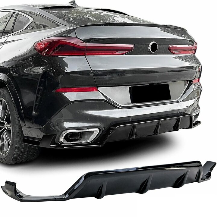 Glanzend diffuser passend voor BMW X6 G06 met M pakket achterbumper