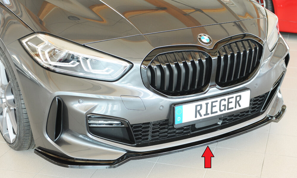 Rieger frontspoiler glanzend zwart passend voor BMW 1 serie F40 met M pakket voorbumper
