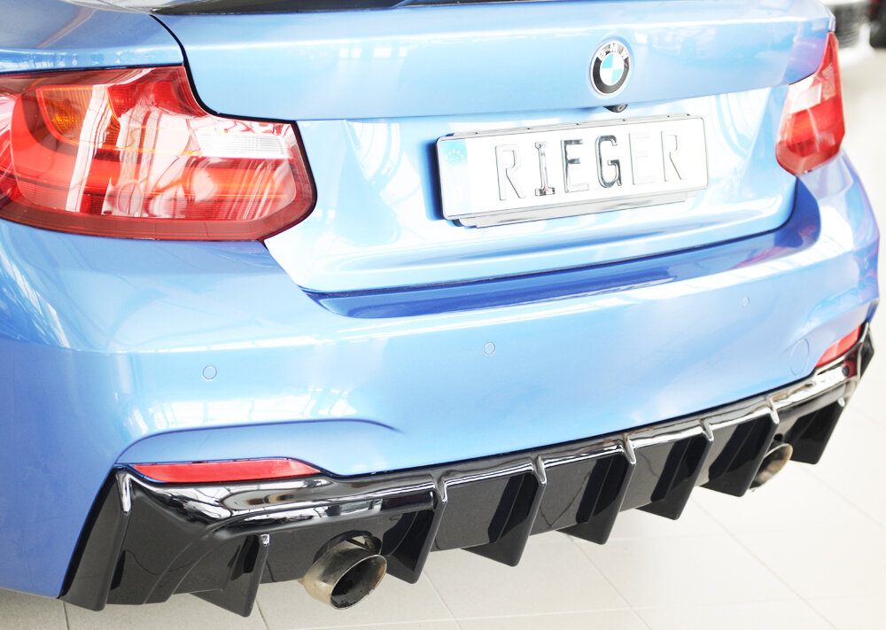 Rieger glanzend zwarte diffuser passend voor BMW 2 serie F22 en F23 met M pakket achterbumper