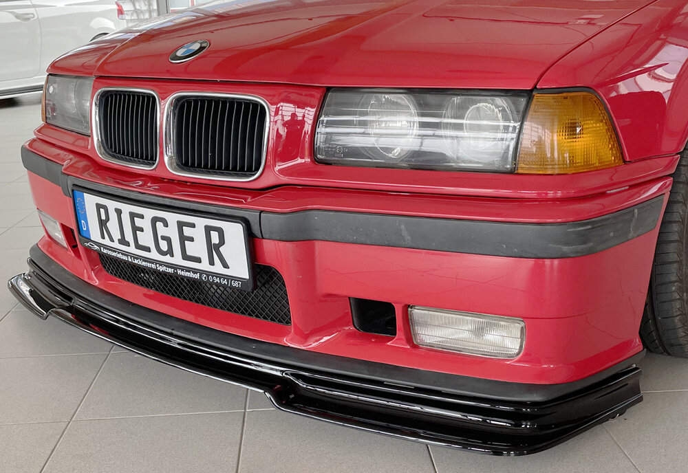 Rieger front spoiler glanzend zwart passend voor BMW 3 serie E36 met M pakket voorbumper