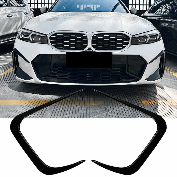 Glanzend zwarte spoiler flaps passend voor BMW 3 serie G20 LCI en G21 LCI met M pakket voorbumper