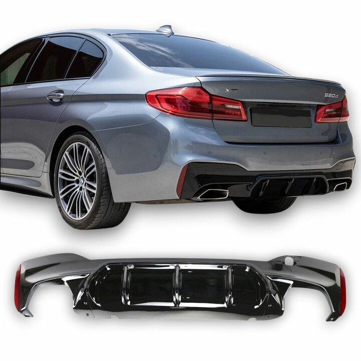 Diffuser CS look glanzend zwart passend voor BMW 5 serie G30 en G31 met M pakket achterbumper