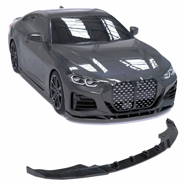 Glanzend zwarte frontlip passend voor BMW 4 serie G22 en G23 met M pakket voorbumper