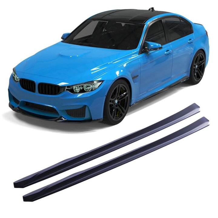 Glanzend zwarte sideskirts aanzets passend voor BMW M3 F80, M4 F82 en M4 F83