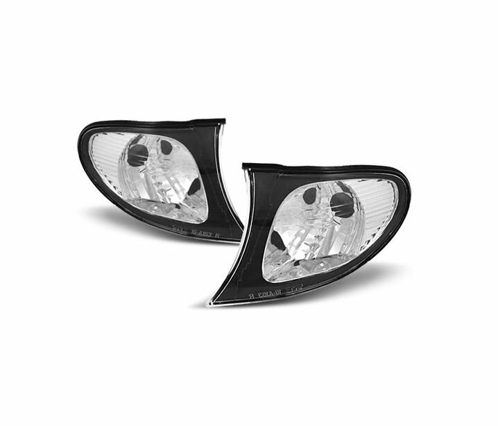 Witte knipperlichten zwarte rand passend voor BMW 3 serie E46 sedan en touring model 2001 - 2005