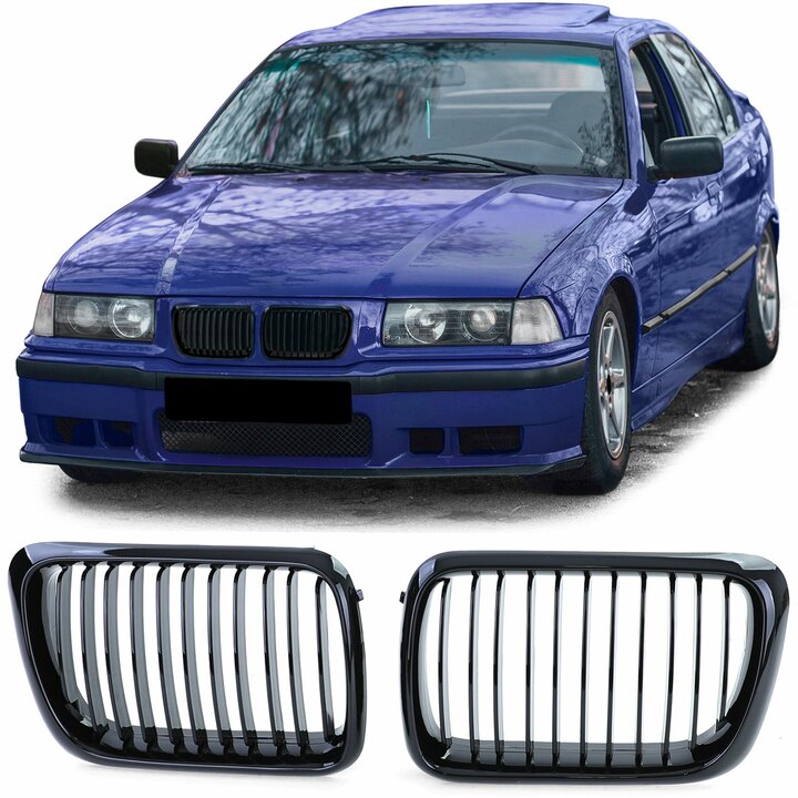 Glanzend zwarte grillen passend voor BMW 3 serie E36 model 1996 - 2000