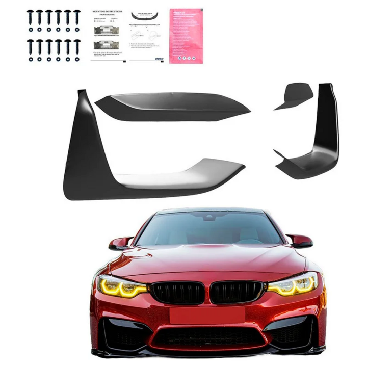 Frontflaps passend voor BMW M3 F80 en M4 F82 en M4 F83 glanzend zwart