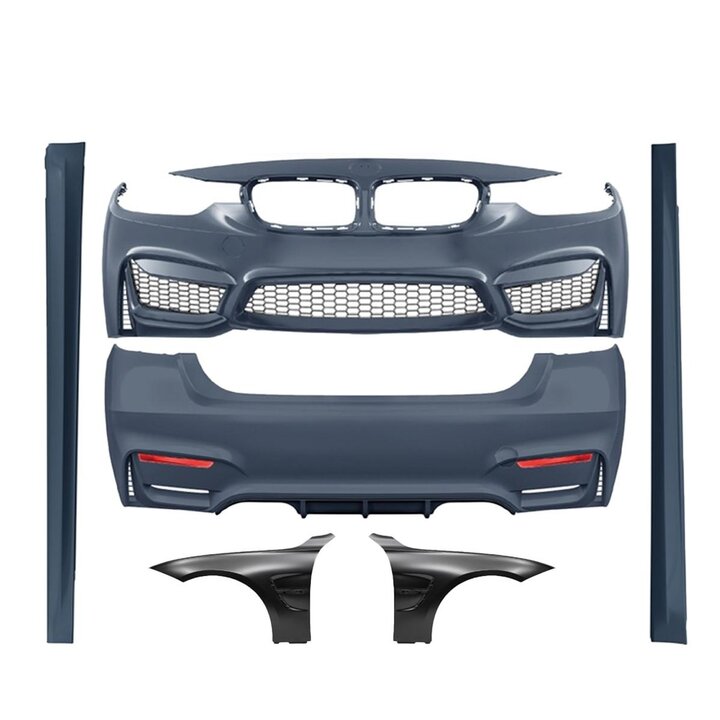 EVO look pakket met zijschermen passend voor BMW 3 serie F30 sedan model 2012 - 2019