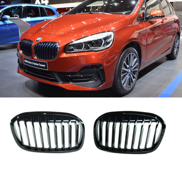 Glanzend zwarte grillen passend voor BMW 2 serie F45 LCI en F46 LCI model 2018 - 2021