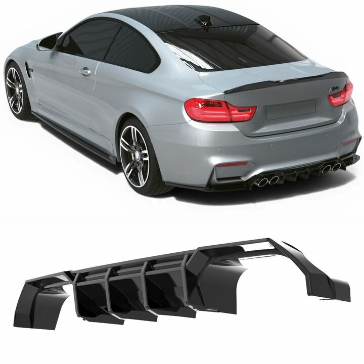Glanzend zwarte diffuser passend voor BMW M3 F80, M4 F82 en M4 F83