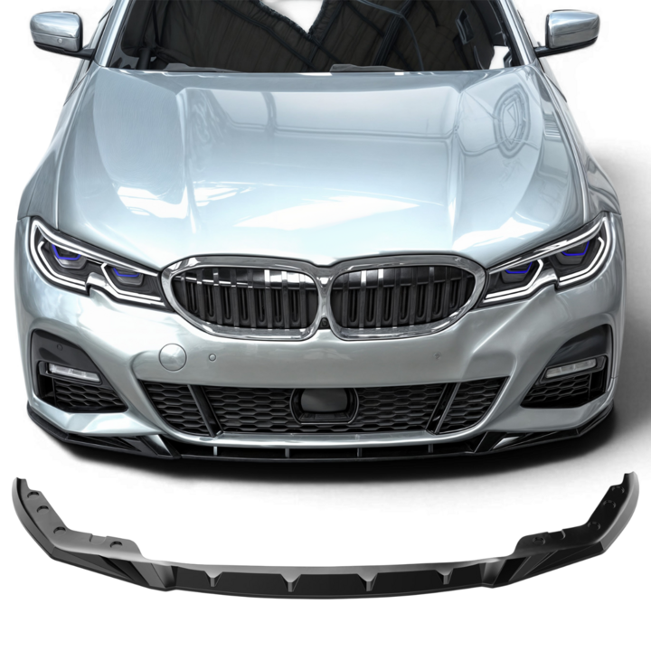 Glanzend zwarte frontlip passend voor BMW 3 serie G20 en G21 met M pakket model 2019 - 2022