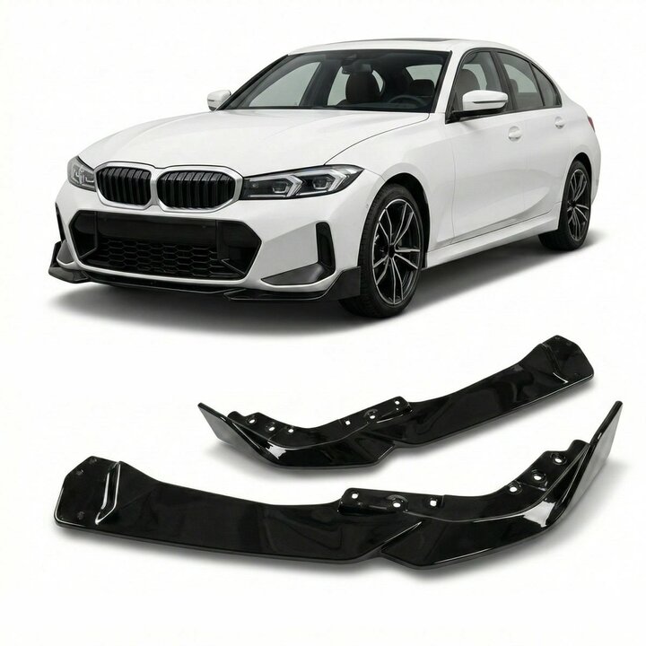 Frontlip glanzend zwart passend voor BMW 3 serie G20 LCI en G21 LCI model vanaf 2022 met M pakket voorbumper
