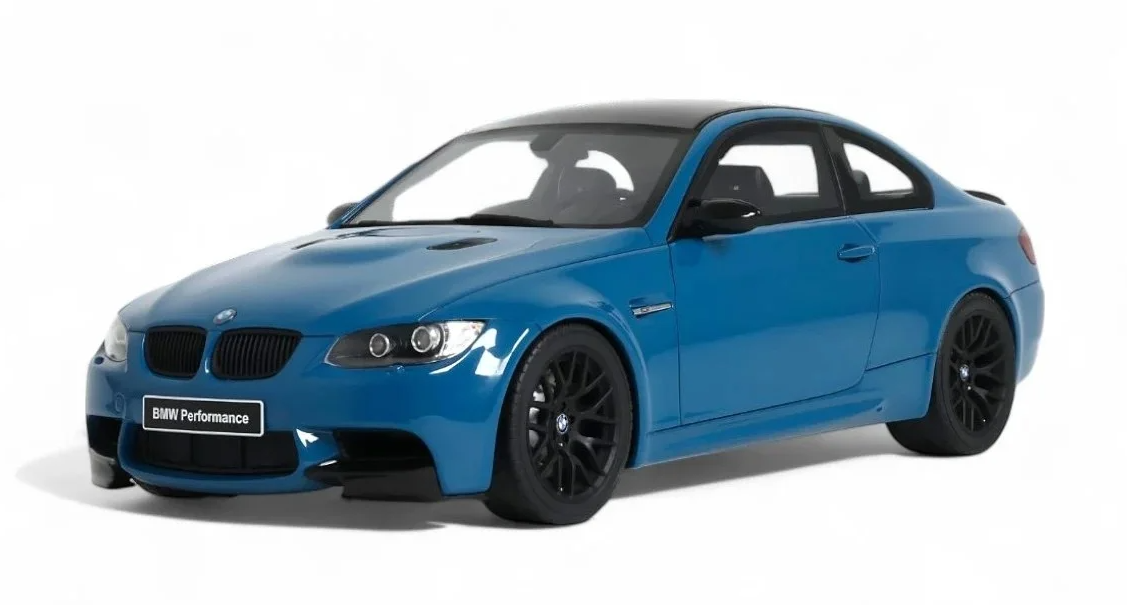 BMW M3 E92 blauw schaal 1:18 GT Spirit