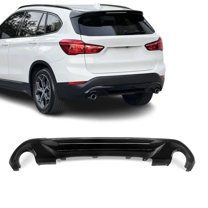 Glanzend zwarte diffuser passend voor BMW X1 F48 met standaard bumper