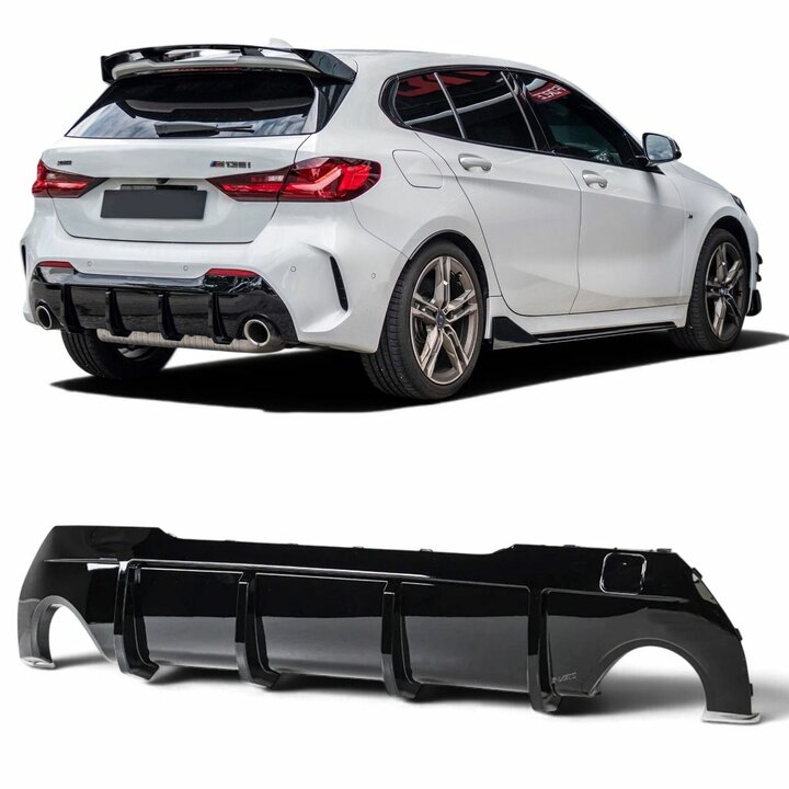 Glanzend zwart diffuser passend voor BMW 1 serie F40 met M pakket achterbumper